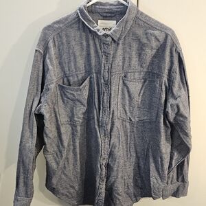 Aerie Womans Small Casual Flannel  Blue Button-Down Shirt